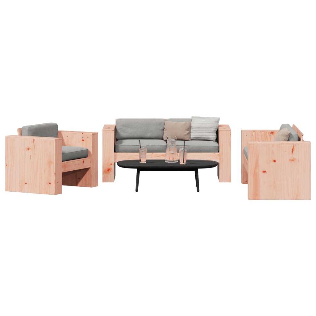 2 pcs conjunto lounge de jardim madeira de douglas maciça