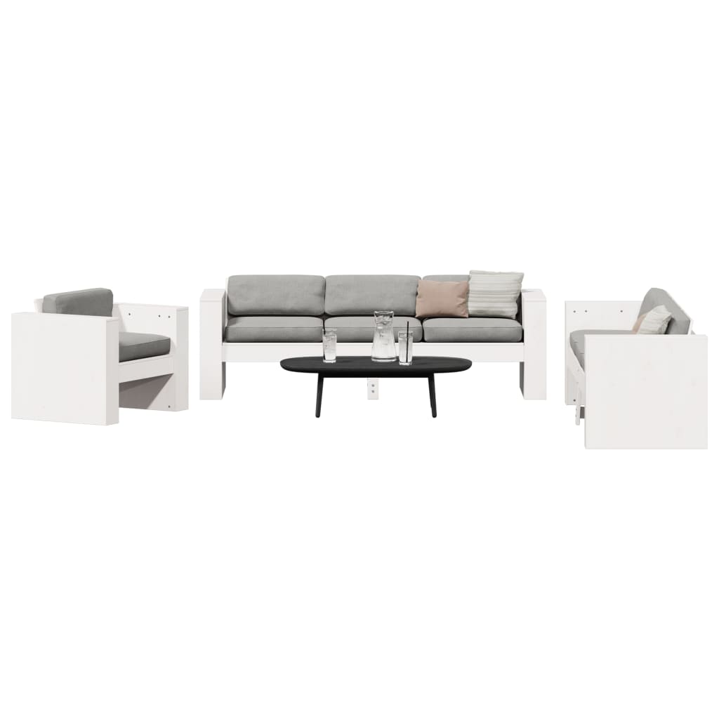 2 pcs conjunto lounge de jardim madeira de pinho maciça branco