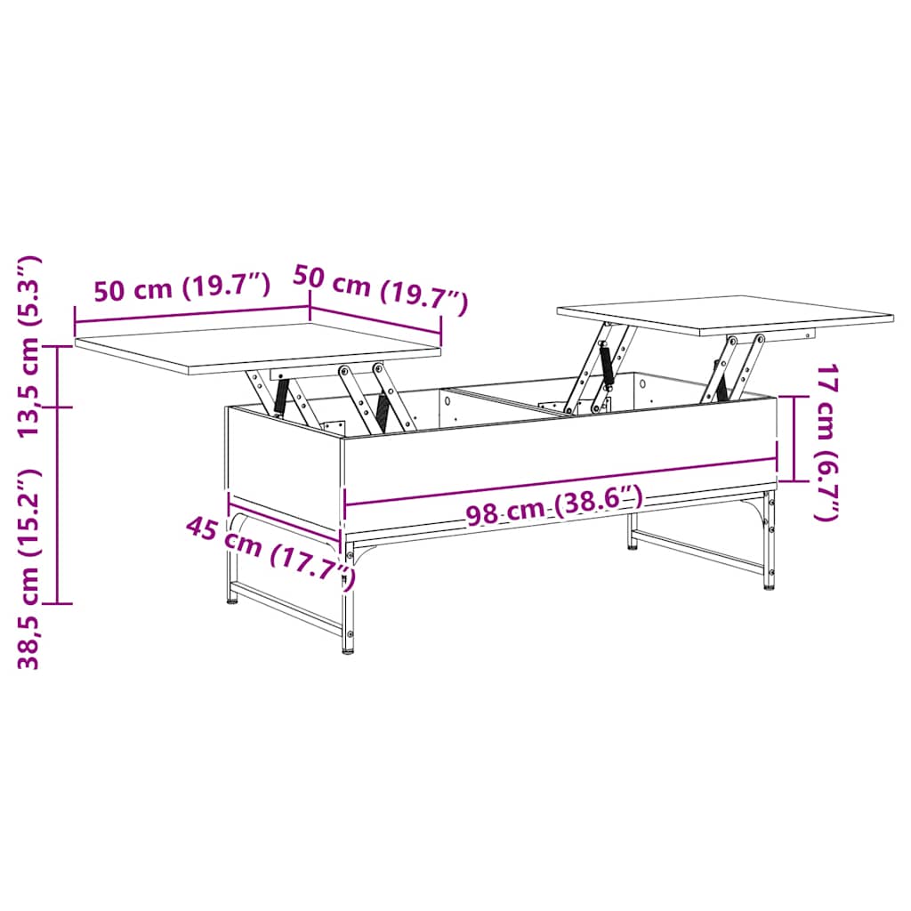 Mesa centro 100x50x40 cm deriv. madeira/metal carvalho sonoma