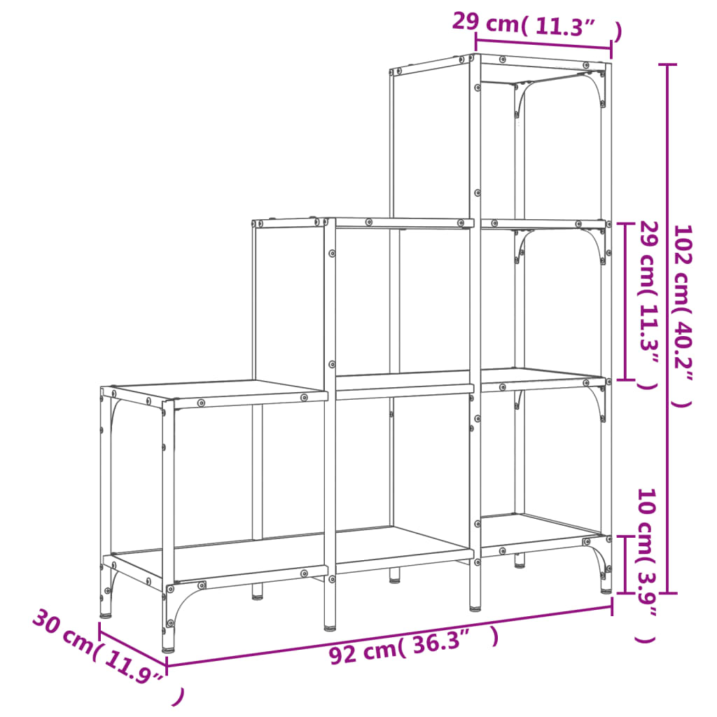 Estante 92x30x102 cm deriv. de madeira/metal carvalho castanho