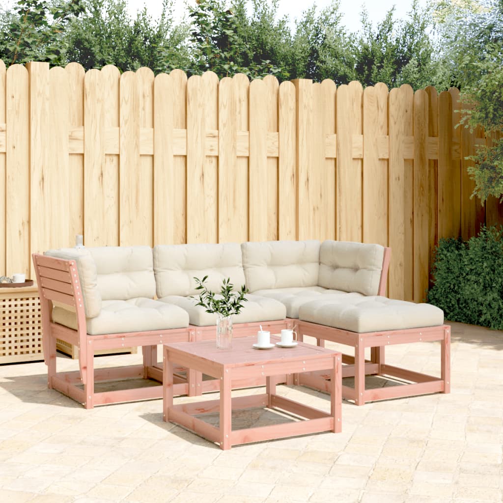 4 pcs conj. lounge jardim com almofadões madeira douglas maciça
