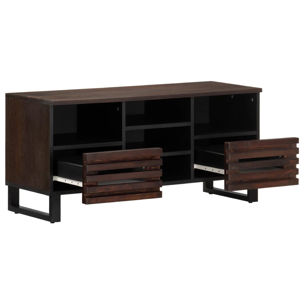 Móvel de TV 100x34x46 cm madeira de mangueira maciça castanho