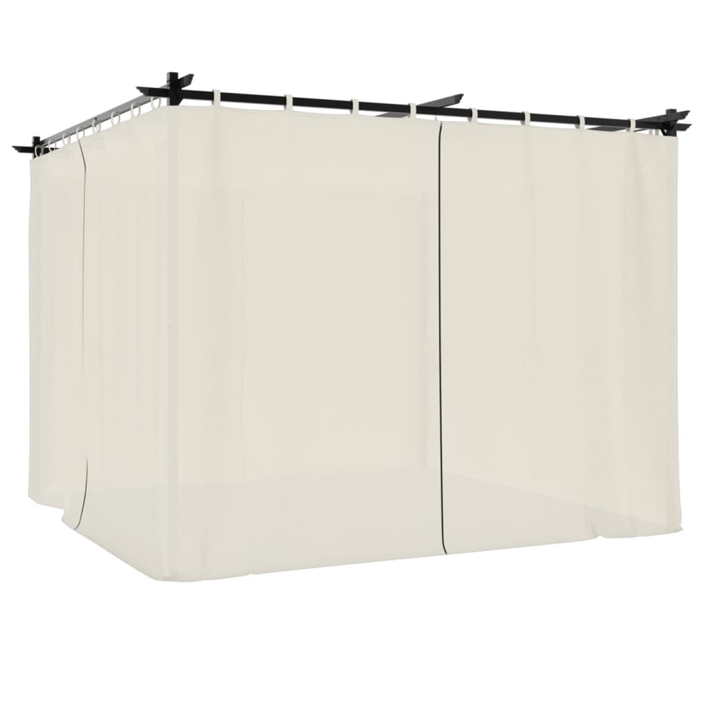 Gazebo com cortinas 3x3 m aço creme