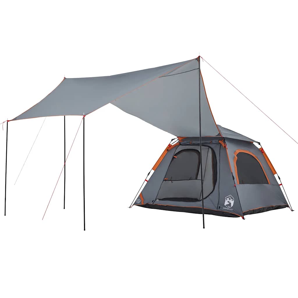 Tenda campismo cúpula 4 pessoas libertação rápida cinza/laranja