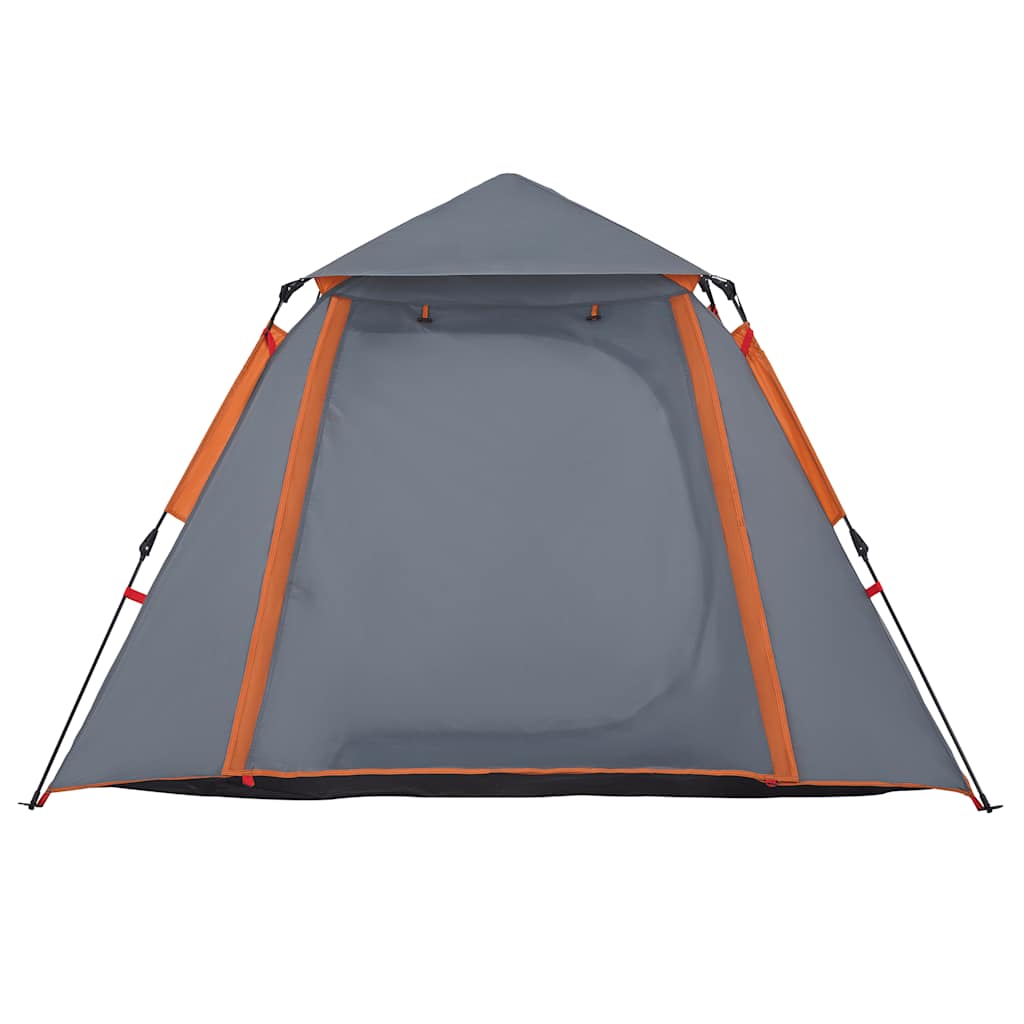 Tenda campismo cúpula 4 pessoas libertação rápida cinza/laranja