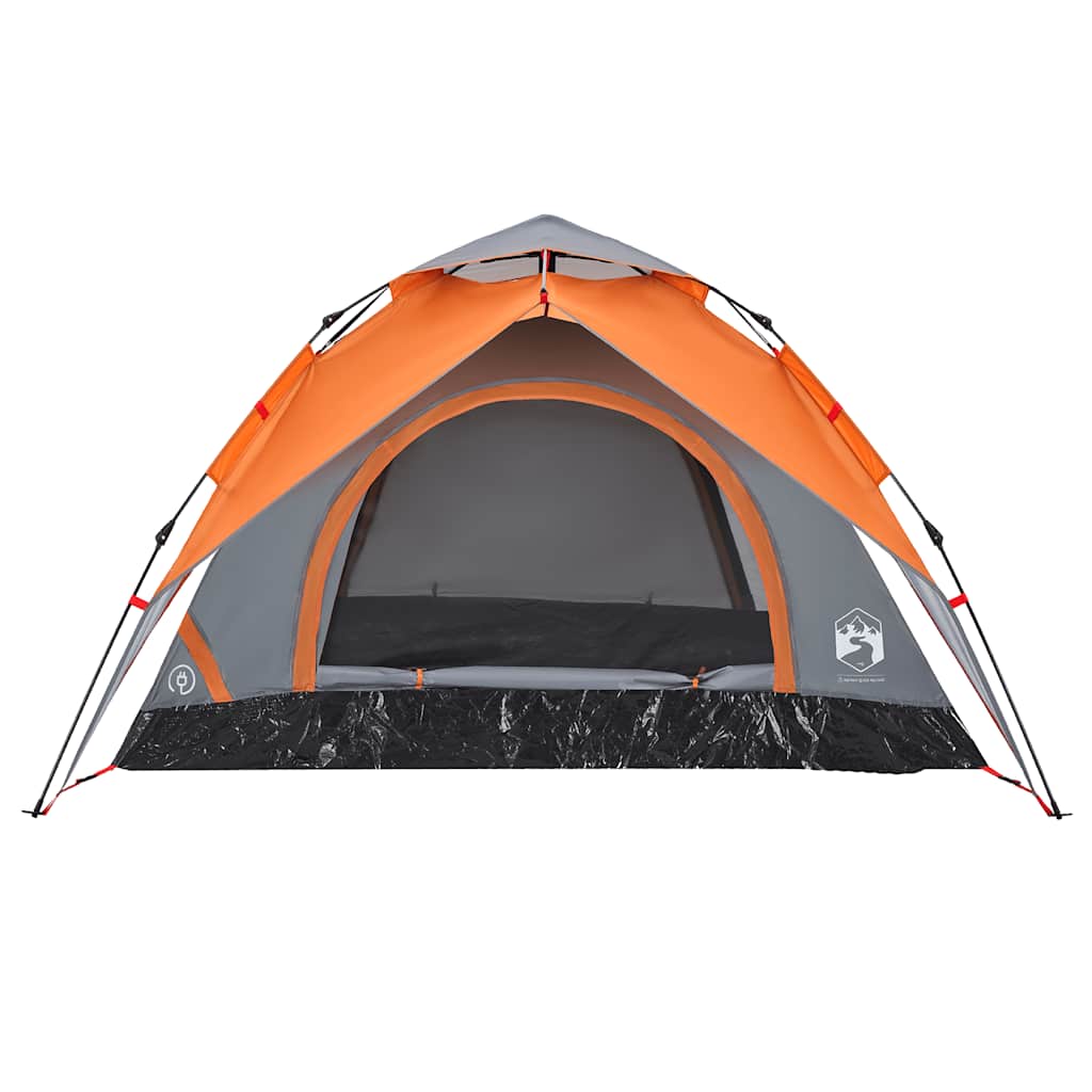 Tenda campismo cúpula 3 pessoas libertação rápida cinza/laranja
