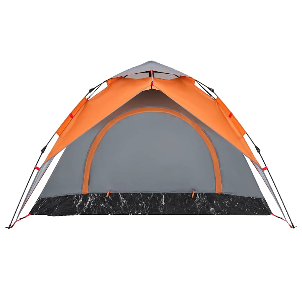 Tenda campismo cúpula 3 pessoas libertação rápida cinza/laranja