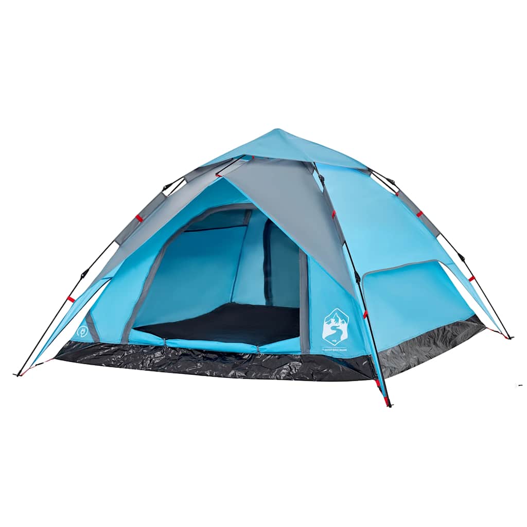 Tenda de campismo cúpula para 4 pessoas libertação rápida azul
