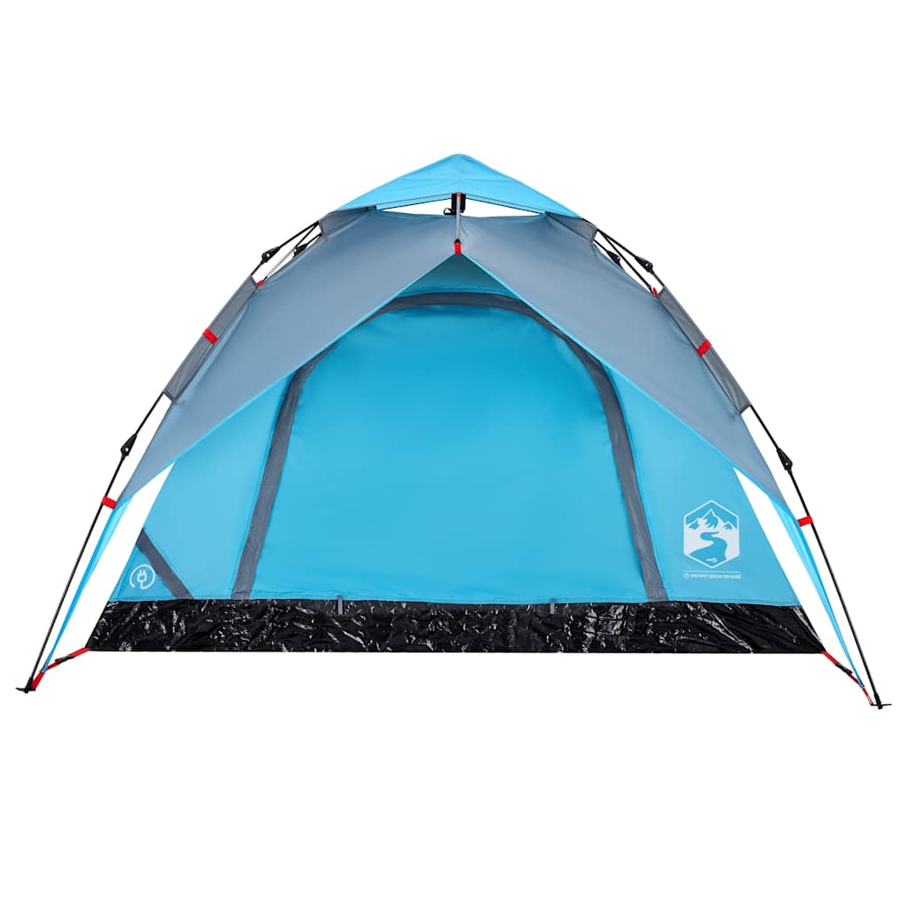 Tenda de campismo cúpula para 4 pessoas libertação rápida azul