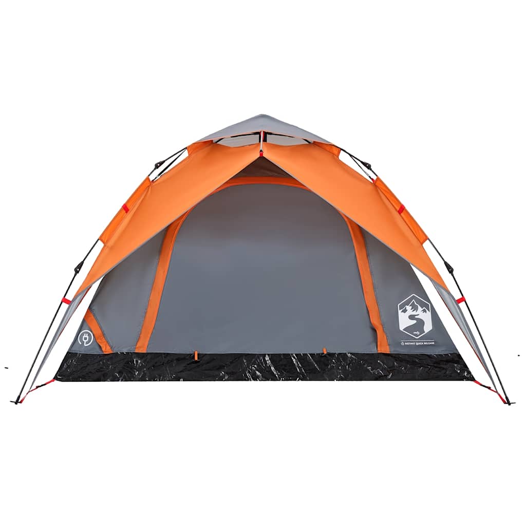 Tenda campismo cúpula 4 pessoas libertação rápida cinza/laranja