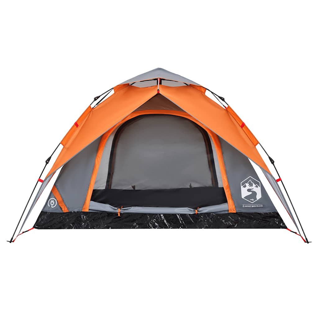 Tenda campismo cúpula 4 pessoas libertação rápida cinza/laranja