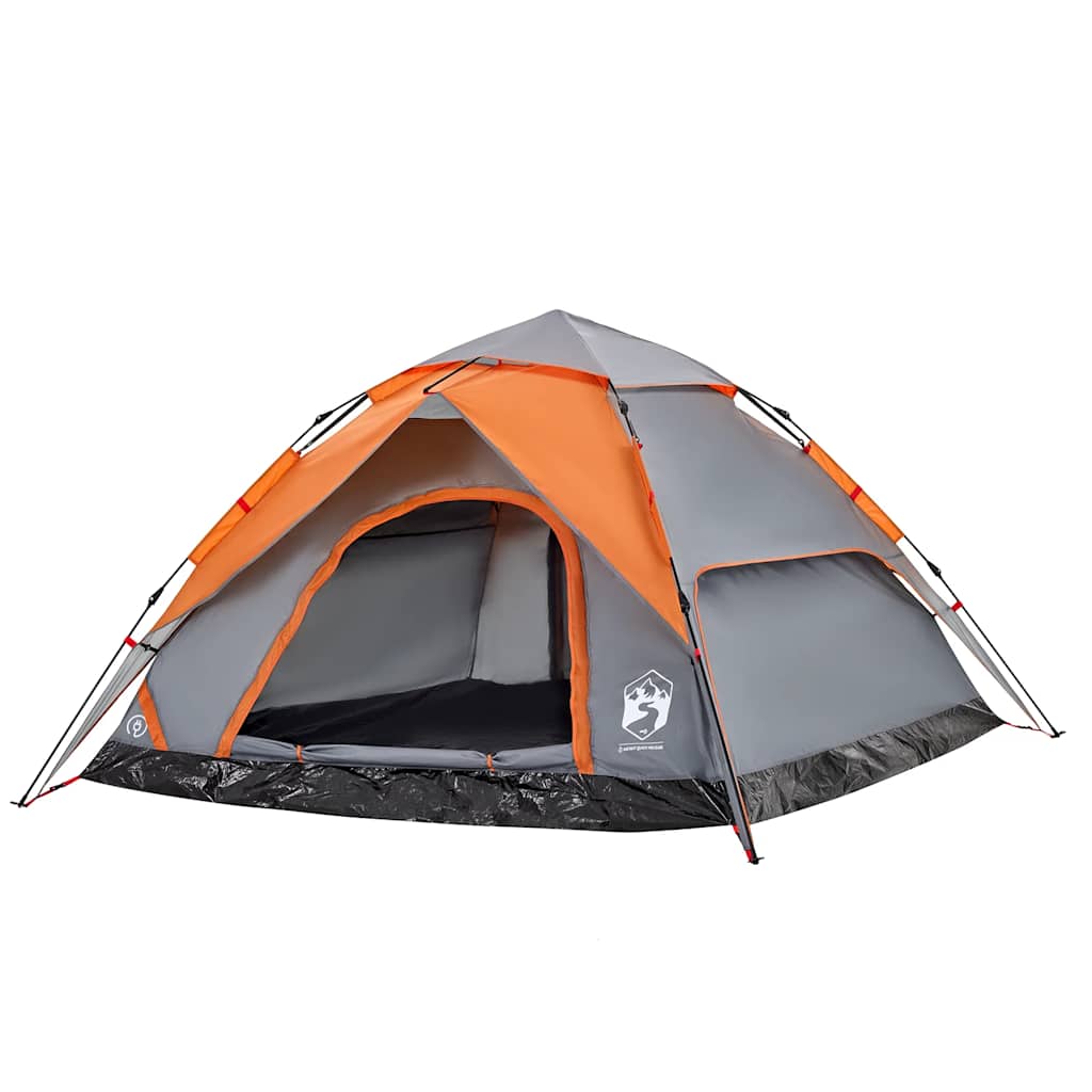 Tenda campismo cúpula 5 pessoas libertação rápida cinza/laranja