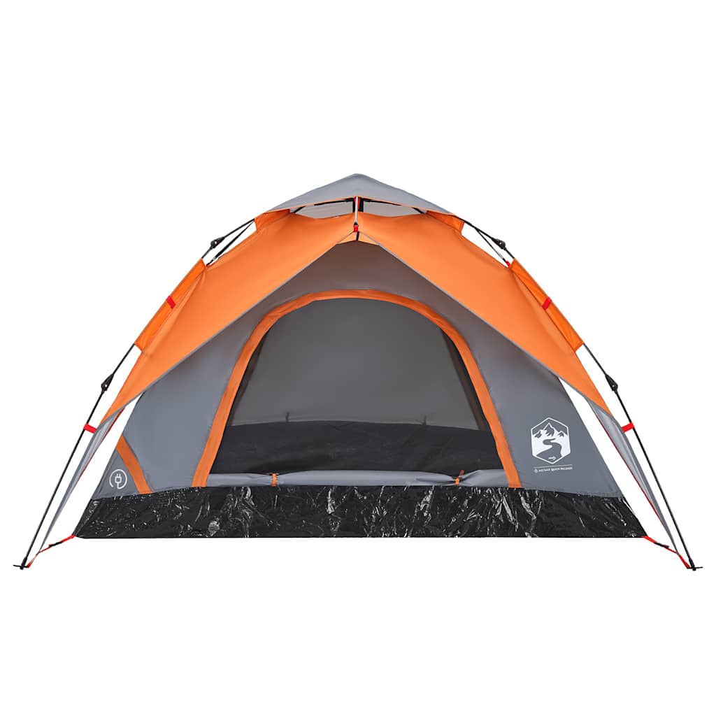 Tenda campismo cúpula 5 pessoas libertação rápida cinza/laranja