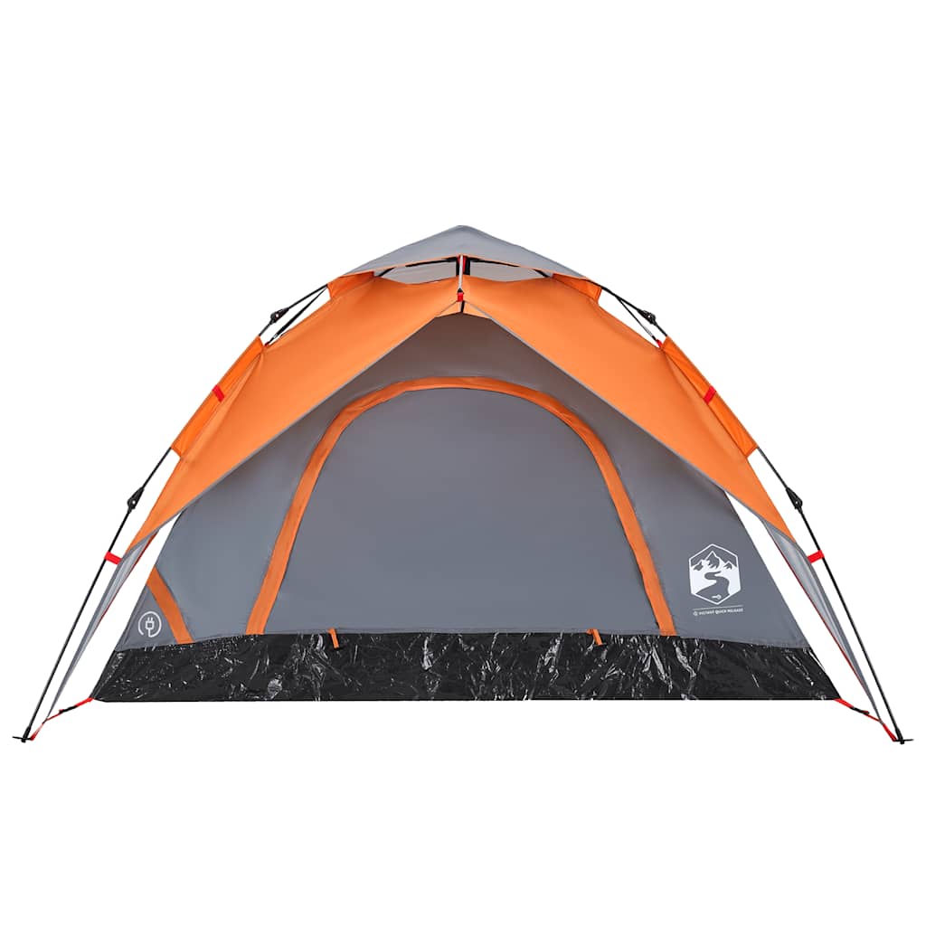Tenda campismo cúpula 5 pessoas libertação rápida cinza/laranja