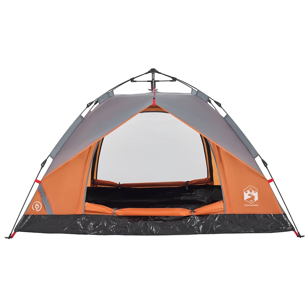 Tenda campismo cúpula 2 pessoas libertação rápida cinza/laranja