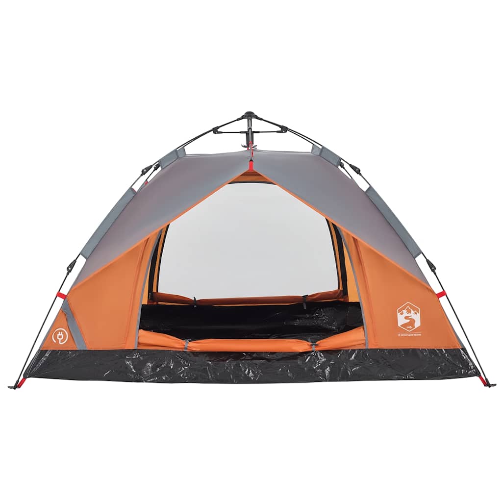 Tenda campismo cúpula 3 pessoas libertação rápida cinza/laranja
