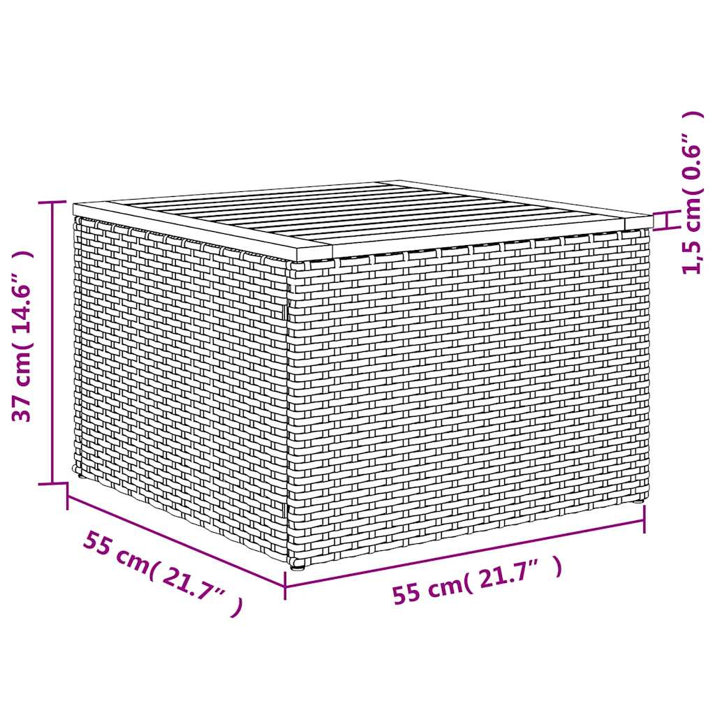 7 pcs conjunto sofás p/ jardim c/ almofadões vime PE cinzento