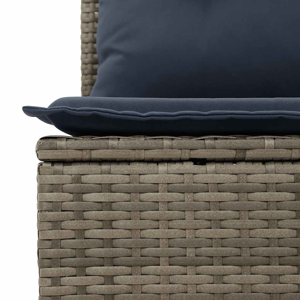 7 pcs conjunto sofás p/ jardim c/ almofadões vime PE cinzento