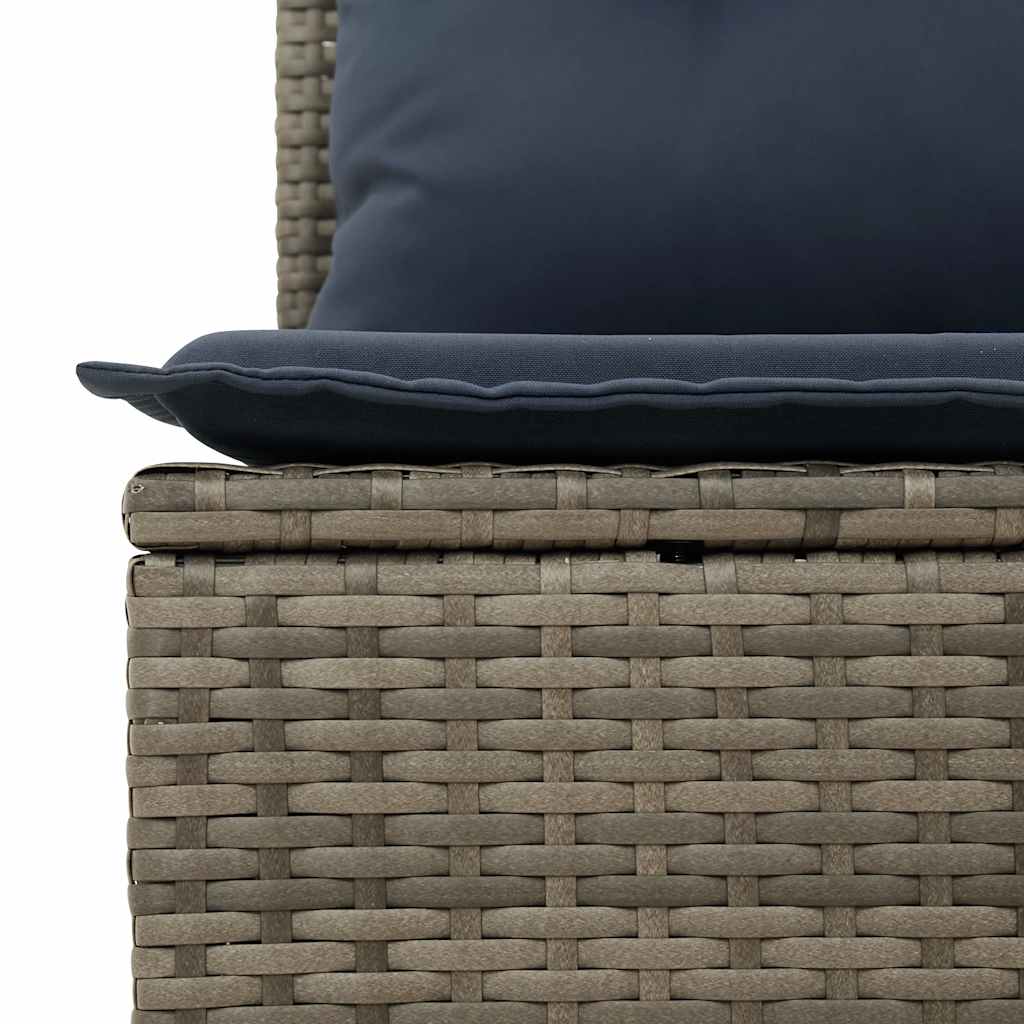 7 pcs conjunto sofás p/ jardim c/ almofadões vime PE cinzento