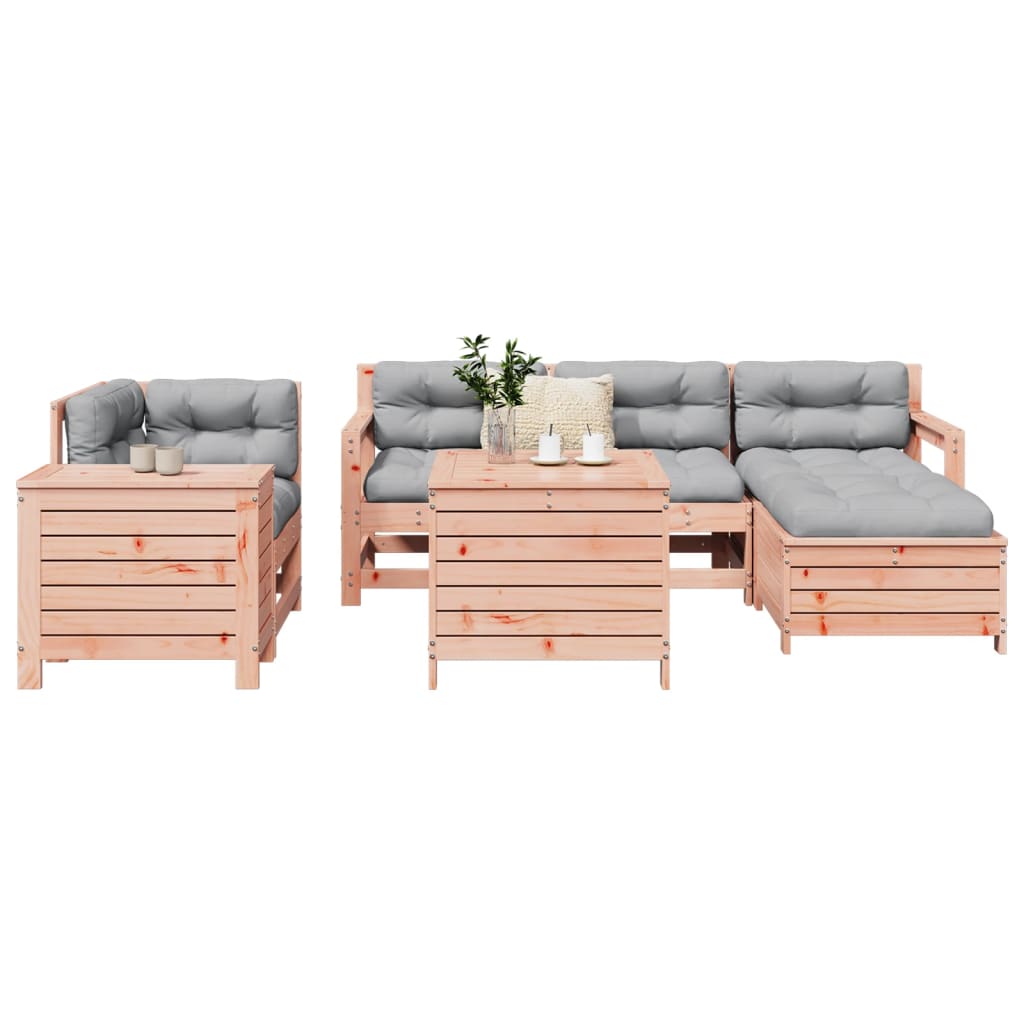 7 pcs conjunto sofás jardim madeira abeto-de-douglas