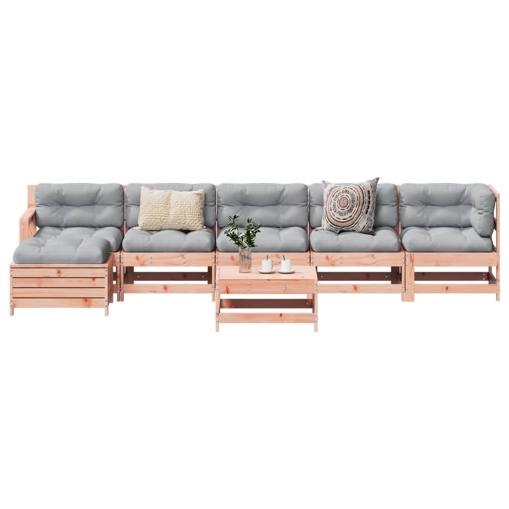7 pcs conjunto lounge de jardim madeira de douglas maciça