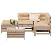 5 pcs conjunto lounge de jardim c/ almofadões pinho maciço