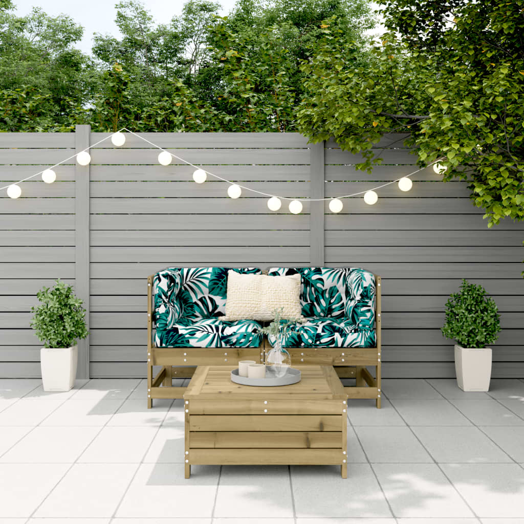 3 pcs conjunto de sofás para jardim madeira de pinho impregnada