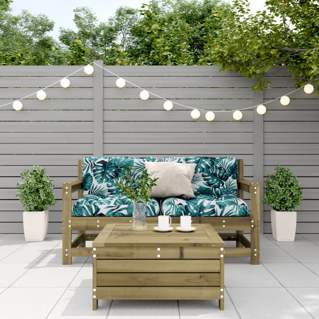 3 pcs conjunto lounge de jardim c/ almofadões pinho impregnado