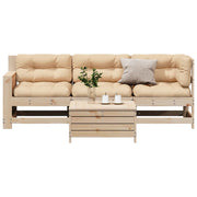 4 pcs conjunto lounge de jardim c/ almofadões pinho maciço