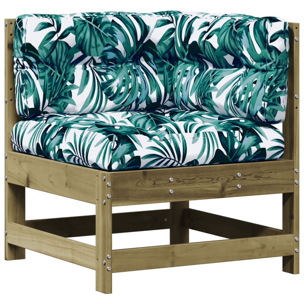 4 pcs conjunto lounge de jardim c/ almofadões pinho impregnado