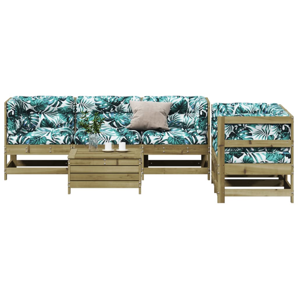 6 pcs conjunto lounge de jardim c/ almofadões pinho impregnado