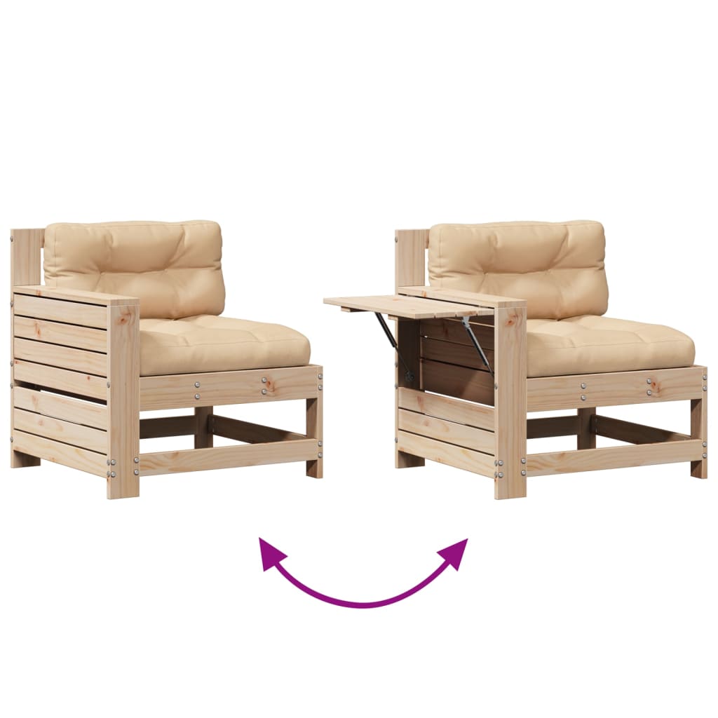 5 pcs conjunto lounge de jardim c/ almofadões pinho maciço