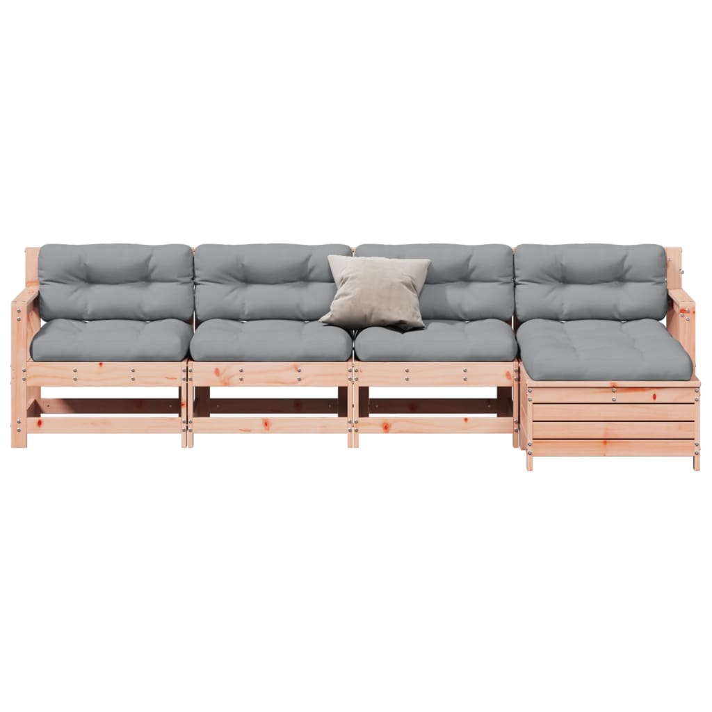 5 pcs conj. lounge jardim com almofadões madeira douglas maciça