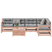7 pcs conj. lounge jardim com almofadões madeira douglas maciça