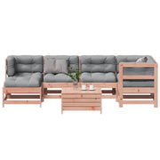 7 pcs conj. lounge jardim com almofadões madeira douglas maciça