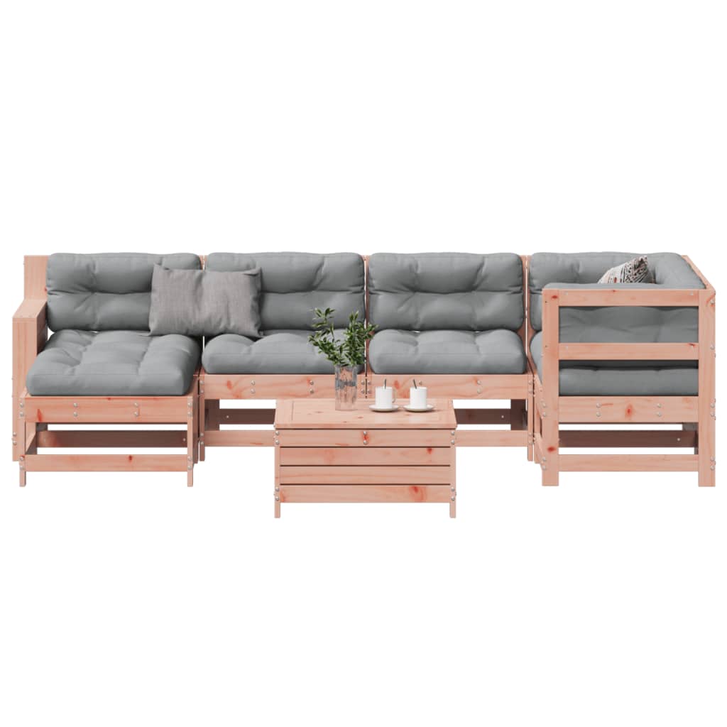 7 pcs conj. lounge jardim com almofadões madeira douglas maciça