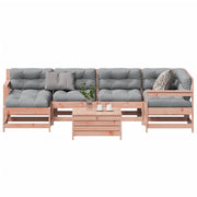 7 pcs conj. lounge jardim com almofadões madeira douglas maciça