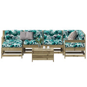 7 pcs conjunto lounge de jardim c/ almofadões pinho impregnado