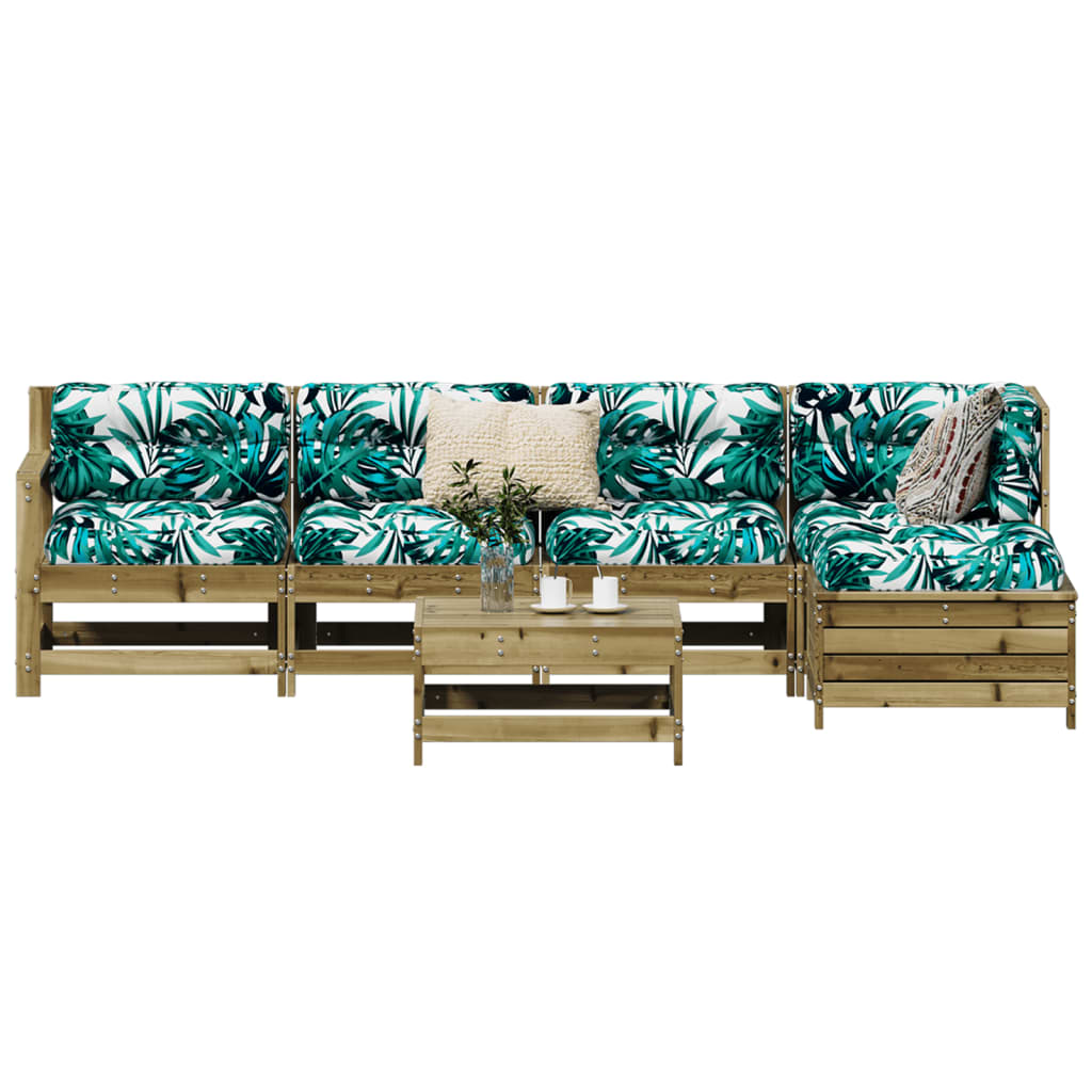 6 pcs conjunto de sofás de jardim madeira de pinho impregnada