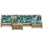 6 pcs conjunto lounge de jardim c/ almofadões pinho impregnado