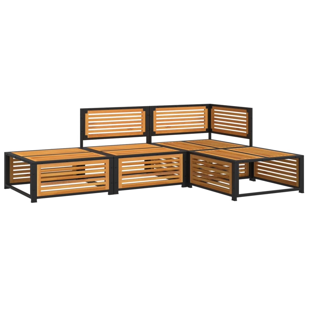 4 pcs conjunto de sofás de jardim com almofadões acácia maciça