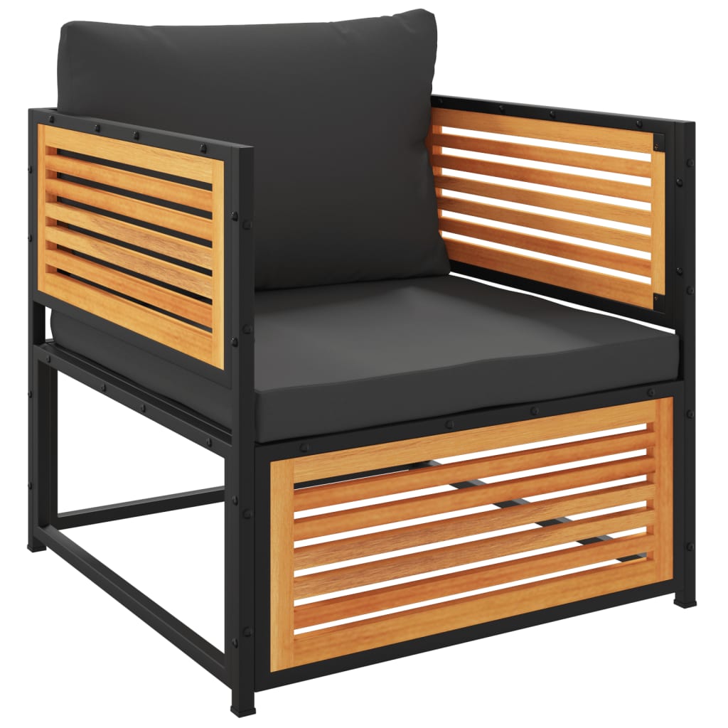 6 pcs conjunto de sofás de jardim com almofadões acácia maciça