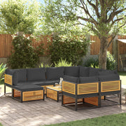 10 pcs conjunto de sofás de jardim com almofadões acácia maciça