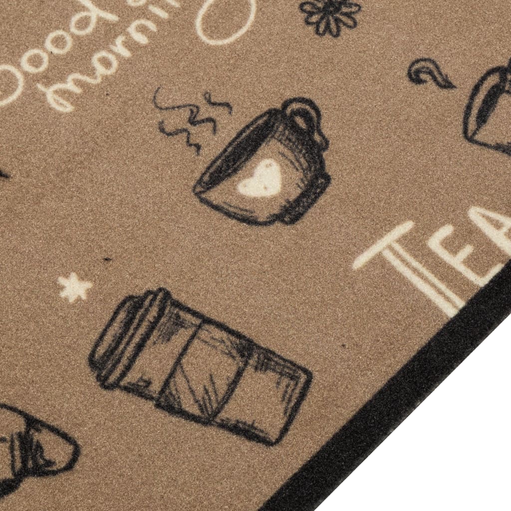 Tapete cozinha lavável 60x180 cm veludo padrão morning castanho