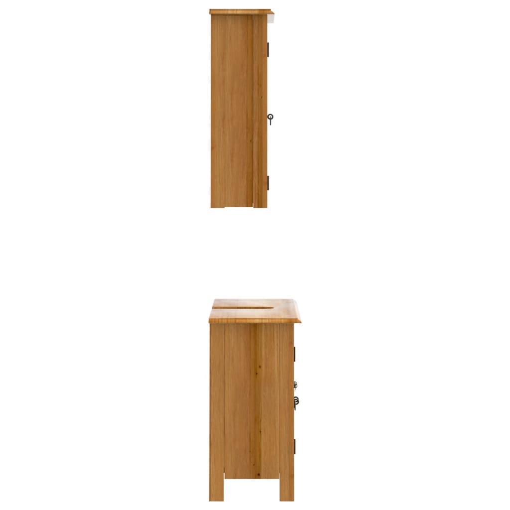 2 pcs conjunto móveis p/ casa de banho madeira de pinho maciça