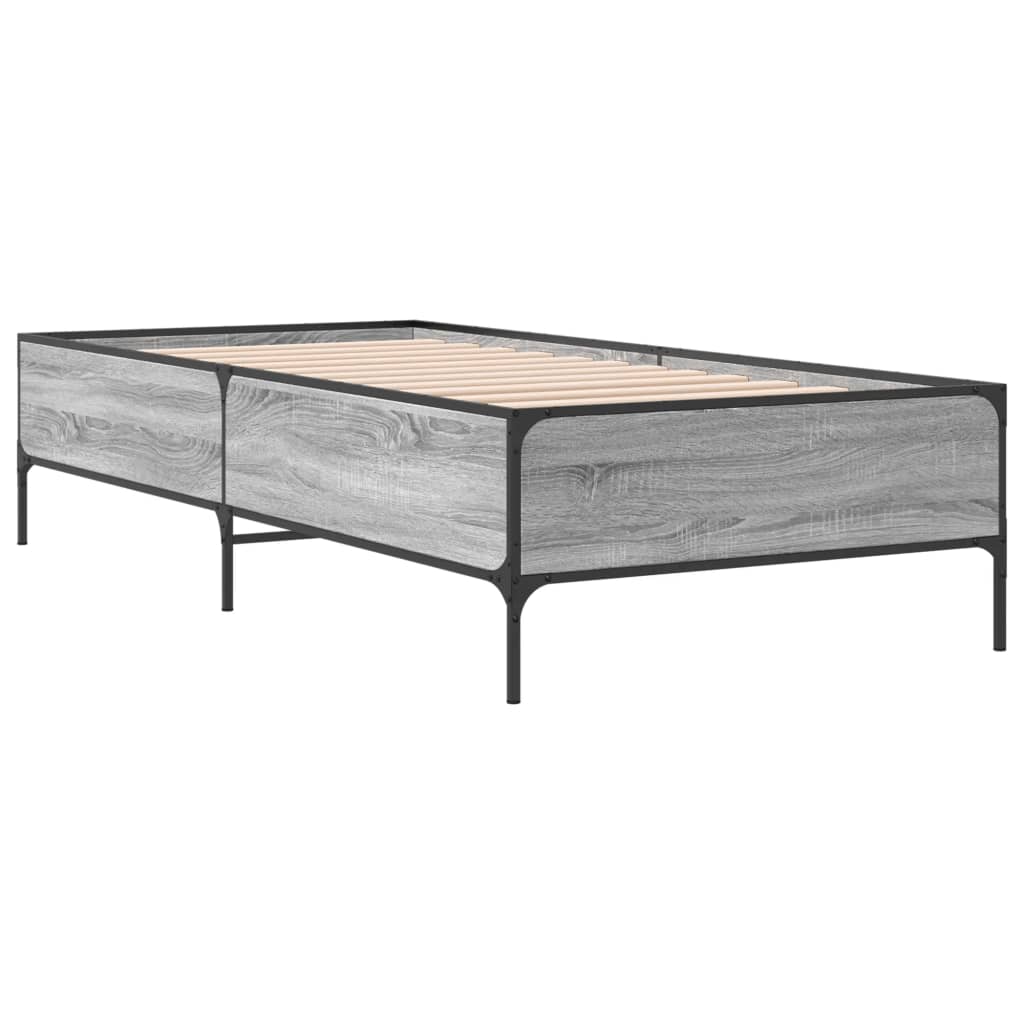 Estrutura cama 100x200 cm derivados madeira/metal cinza sonoma