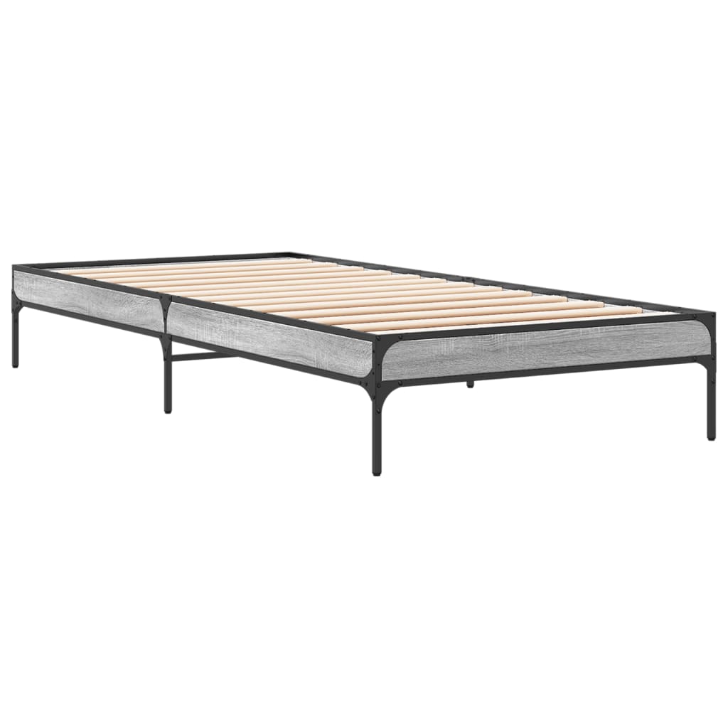 Estrutura cama 100x200 cm derivados madeira/metal cinza sonoma