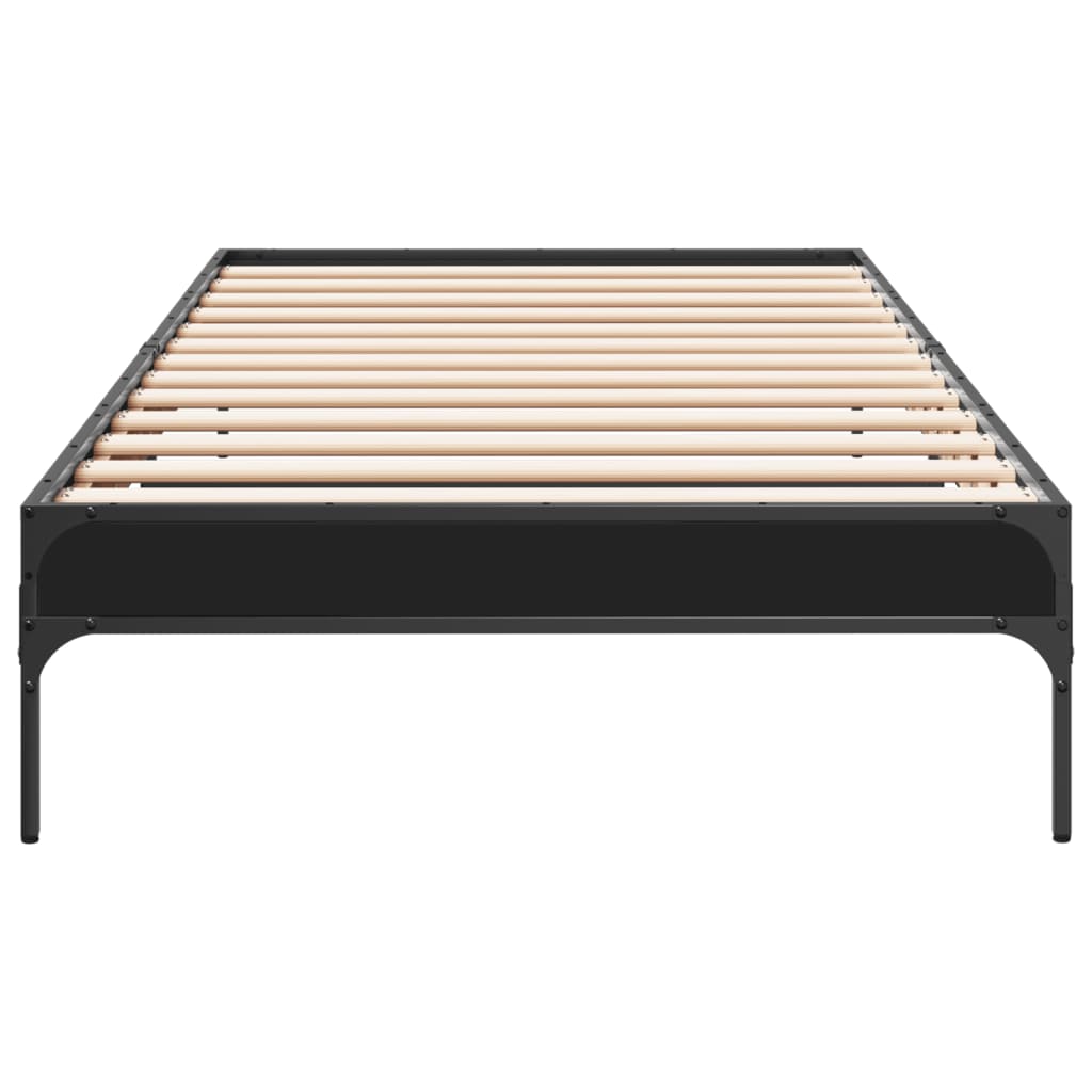 Estrutura de cama 90x190 cm derivados de madeira e metal preto