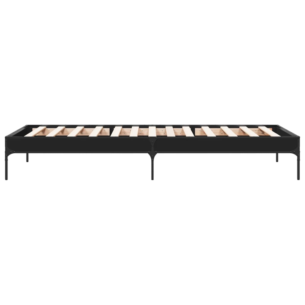 Estrutura de cama 90x190 cm derivados de madeira e metal preto