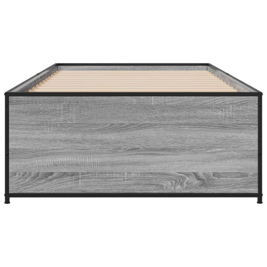 Estrutura cama 100x200 cm derivados madeira/metal cinza sonoma